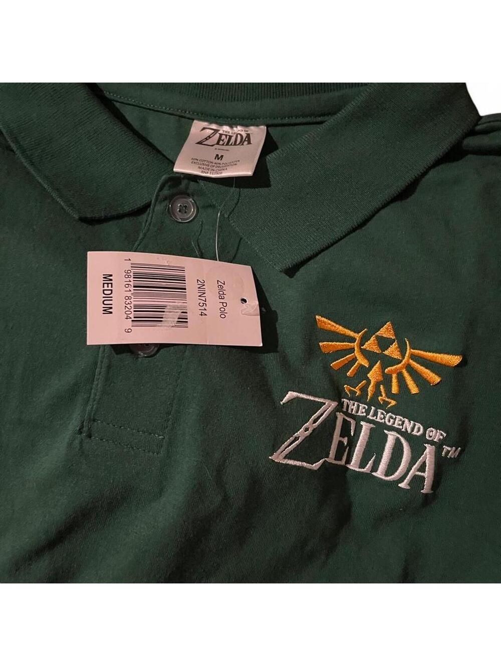 Legend of Zelda Polo Shirt Mens Medium Embroidered Green NWT GameStop Exclusive